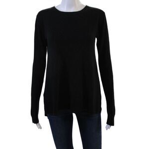 Crippen Women Black Merino Cashmere Crew Neck Pullover Sweater Size S
